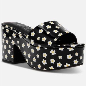 🔻Wild Pair Women’s Black Floral Print Melborne Platform Sandals - 6.5 M BNWB